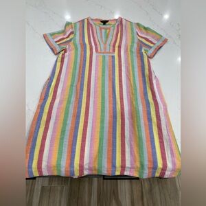 [J. CREW] LINEN MULTICOLOR STRIPED DRESS